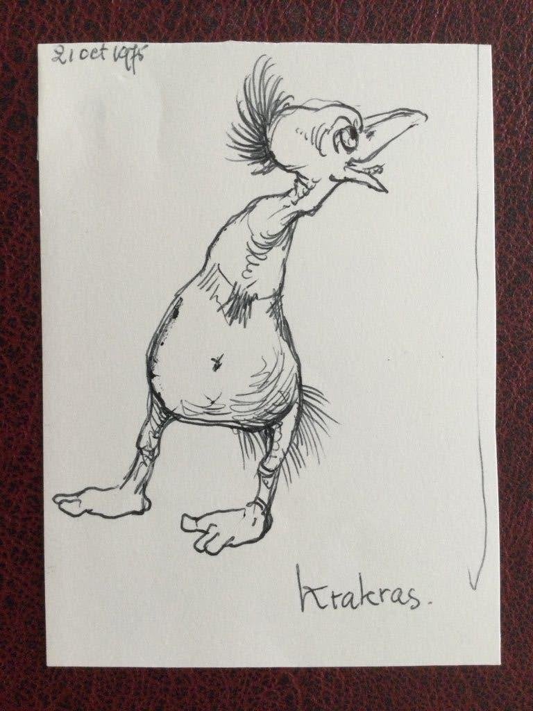 Jean Dulieu Krakras tekening, Antiek en Kunst, Kunst | Tekeningen en Foto's, Ophalen of Verzenden, Tekening, Pentekening