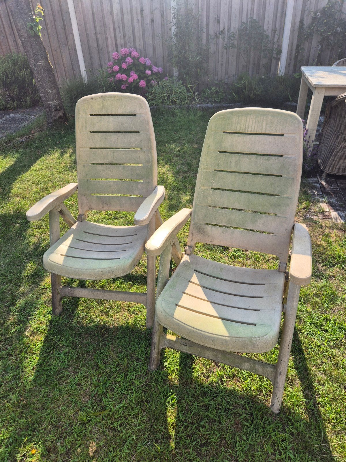 2 Stevige verstelbare tuinstoelen, Ophalen, Gebruikt, Inklapbaar