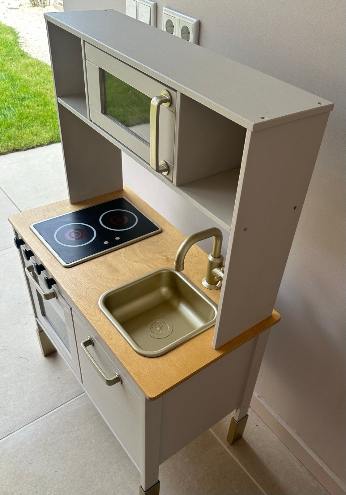 Houten speelkeuken met gouden accenten, Ophalen, Zo goed als nieuw, Hout, Speelkeuken