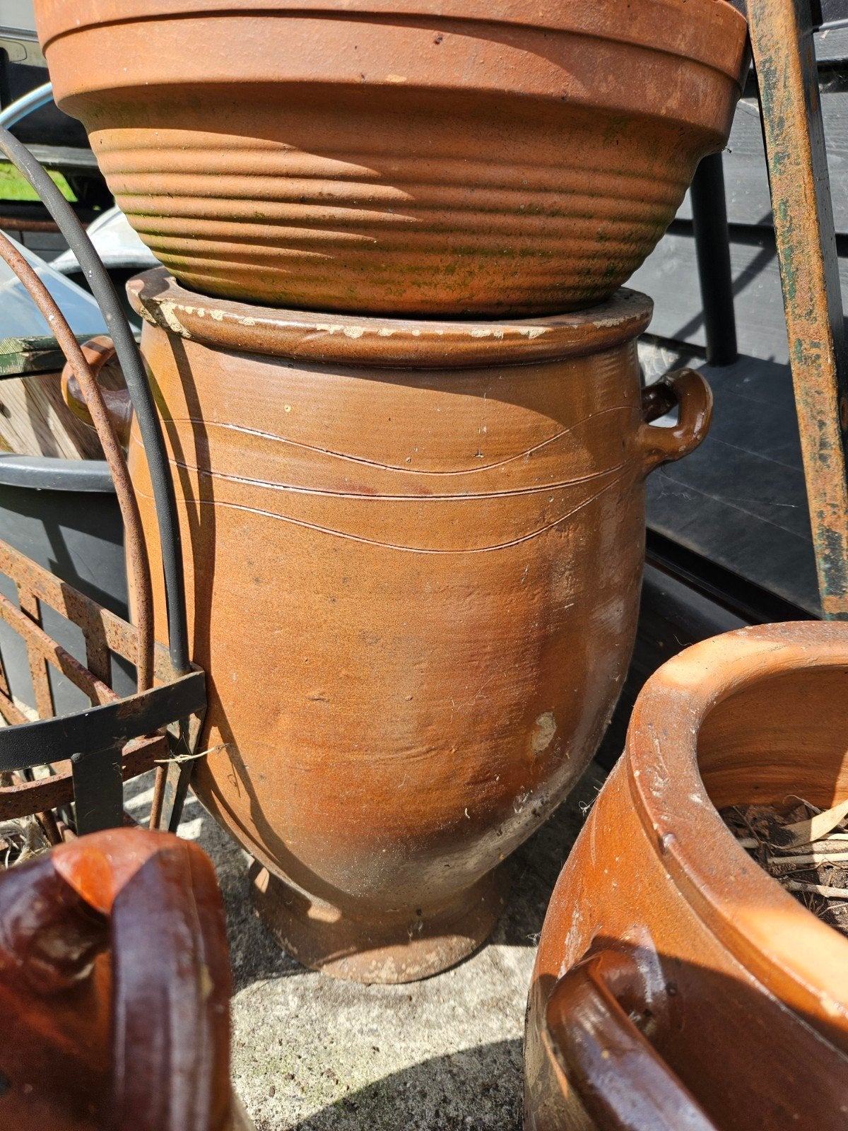 Grote aardewerken pot voor binnen of buiten, Tuin en Terras, Bloempotten, Gebruikt, Rond, Balkon, Aardewerk