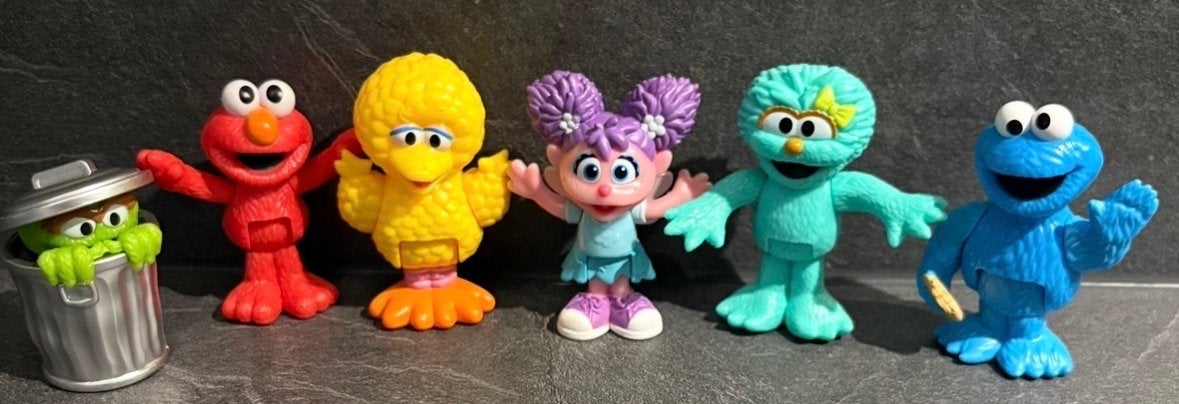 Sesamstraat Figuren Set - Elmo, Pino, Abby, Koekiemonster, Verzamelen, Ophalen of Verzenden, Gebruikt