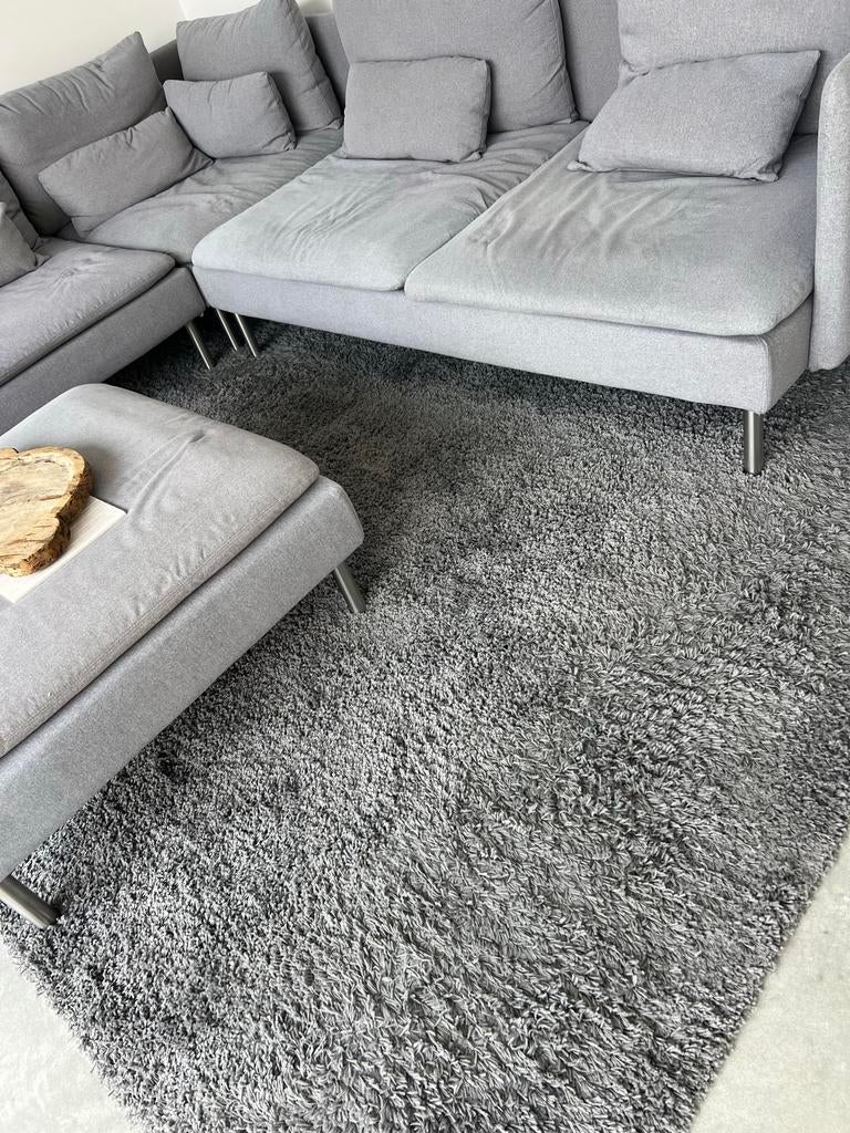 2x IKEA Hampen Vloerkleed Grijs 230x160 cm, Huis en Inrichting, Stoffering | Tapijten en Kleden, Ophalen, Gebruikt, 150 tot 200 cm