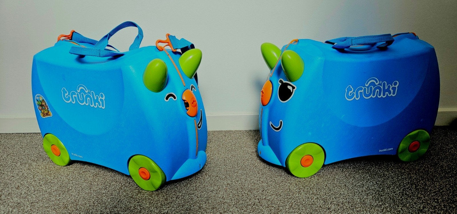 2x Trunki z.g.a.n kinder koffer blauw met wieltjes, Wieltjes, 40 tot 60 cm, Gebruikt, 20 tot 30 cm