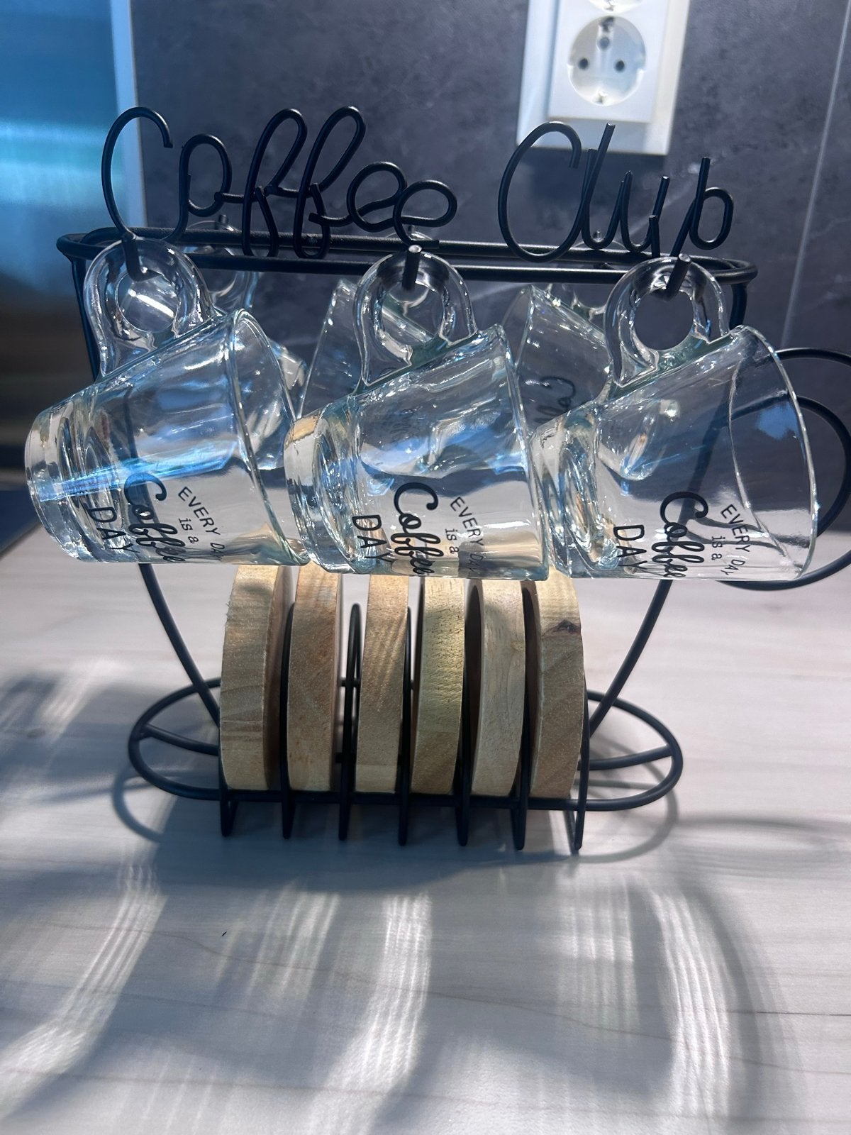 Coffee Club espresso kopjes met houder, Ophalen of Verzenden, Zo goed als nieuw, Zwart, Overige merken