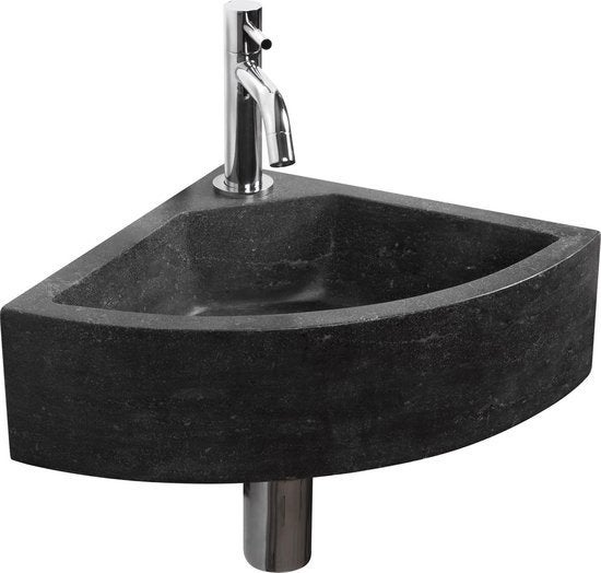 Fonteinset toilet hoekmodel Antraciet Haceka, Ophalen, Nieuw, Steen, Toilet