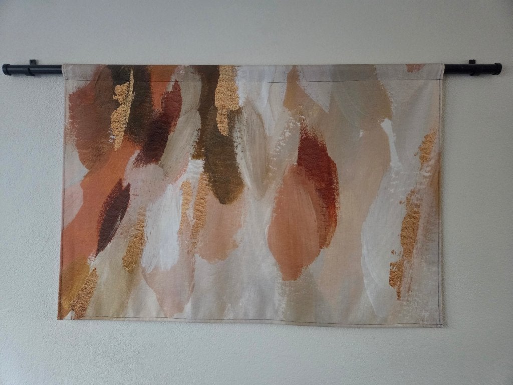 Wandkleed met abstract patroon en warme kleuren, Ophalen, Gebruikt, 115 cm, Meerkleurig