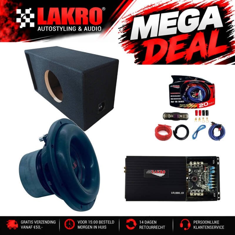 10 inch Pack 6 - LAKRO - compleet subwooferpakket - 750 W, Niet ingevuld, Niet ingevuld, Niet ingevuld