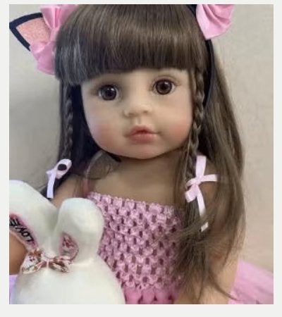 Realistische peuter pop levensecht Bebe pink (55cm), Verzamelen, Poppen, Ophalen of Verzenden, Nieuw, Pop