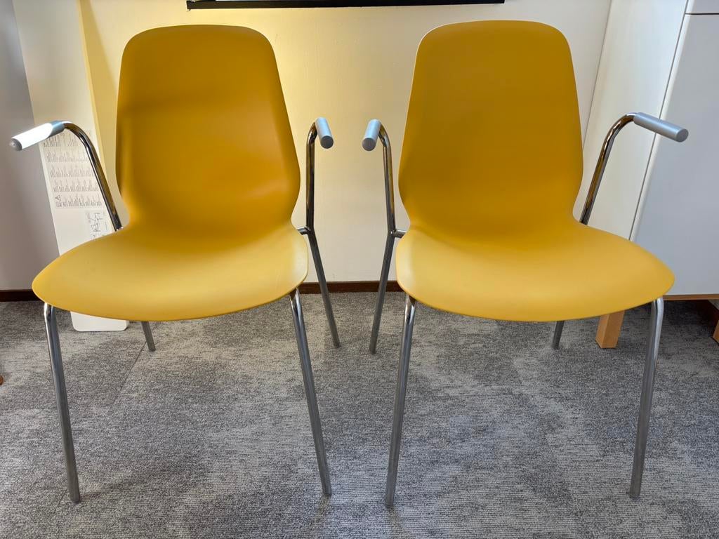 Stapelbare stoelen okergeel, Ophalen, Kunststof, Twee, Overige kleuren