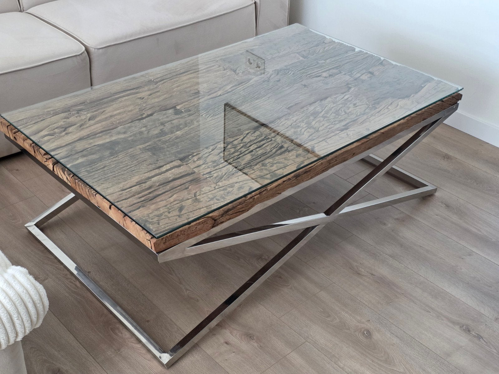 Salontafel Rixos met Glasplaat, Ophalen, 100 tot 150 cm, Erik Kuster, 50 tot 100 cm