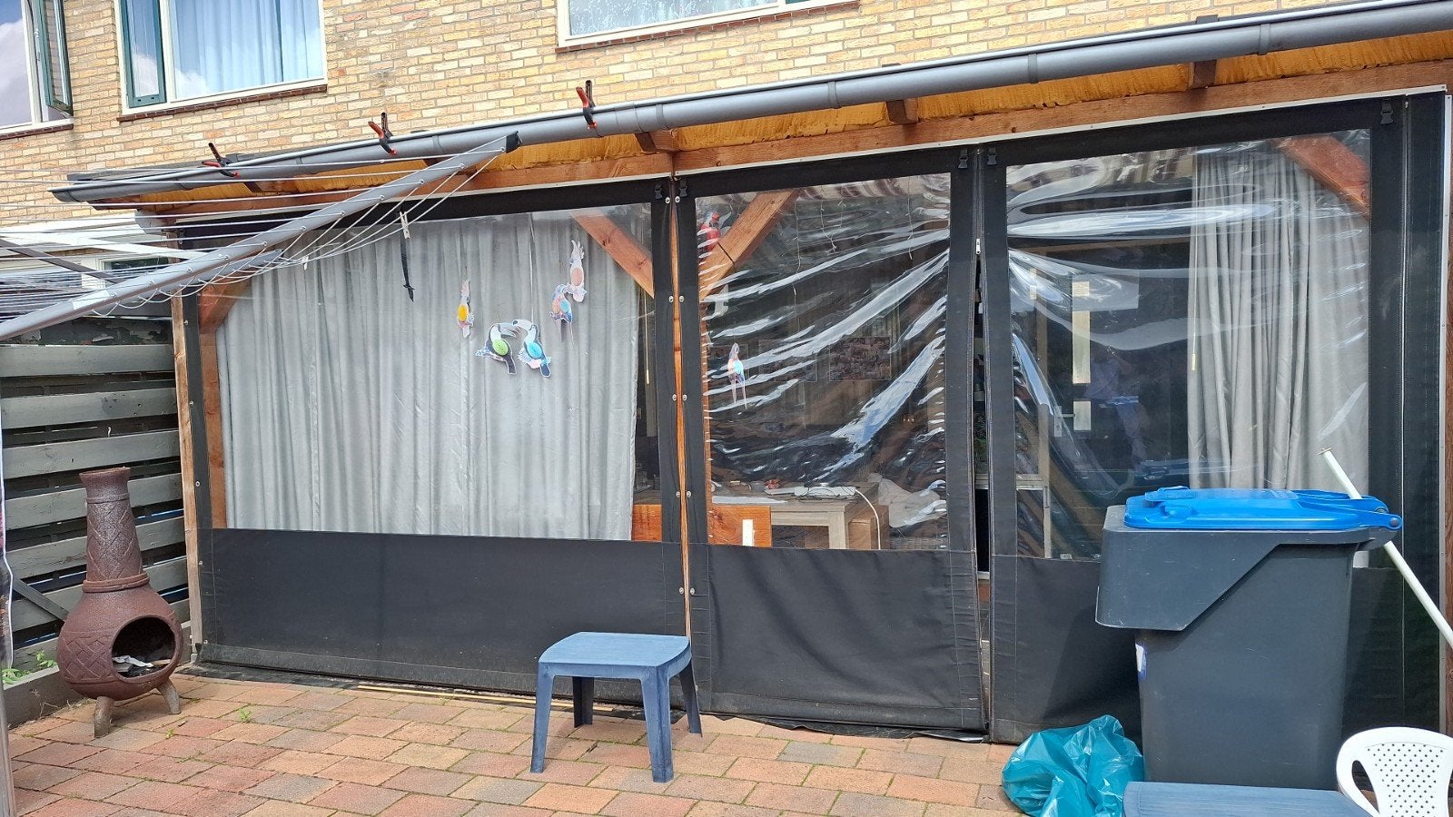 Veranda zeildoek zwart, Ophalen, Gebruikt, Veranda