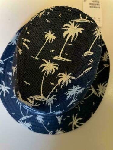 Fedora hoedje blauw nieuw crème palmboom maat 158-170 H&M, 158 t/m 164, Hoed, H&M, Nieuw