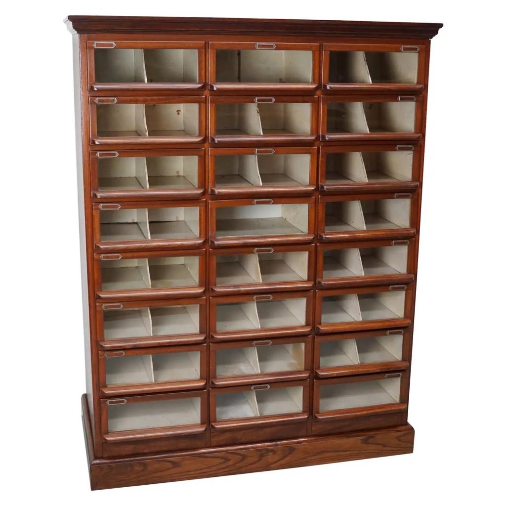Vintage Nederlandse eiken-/mahonie haberdashery winkelkast, Gebruikt, 100 tot 150 cm, 5 laden of meer, 150 tot 200 cm