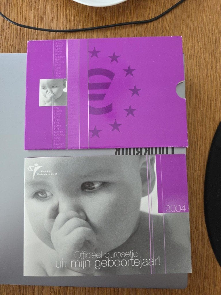 Officiële Geboorteset 2004 – 8 Euromunten + Babypenning –, Koningin Beatrix, Euro's, Geboorte of Huwelijk, Verzenden