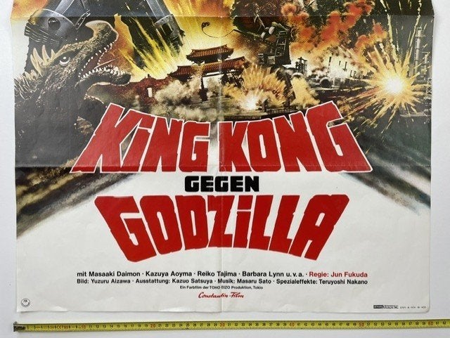 poster King Kong gegen Godzilla 1974, Ophalen of Verzenden, Zo goed als nieuw, A1 t/m A3, Film en Tv