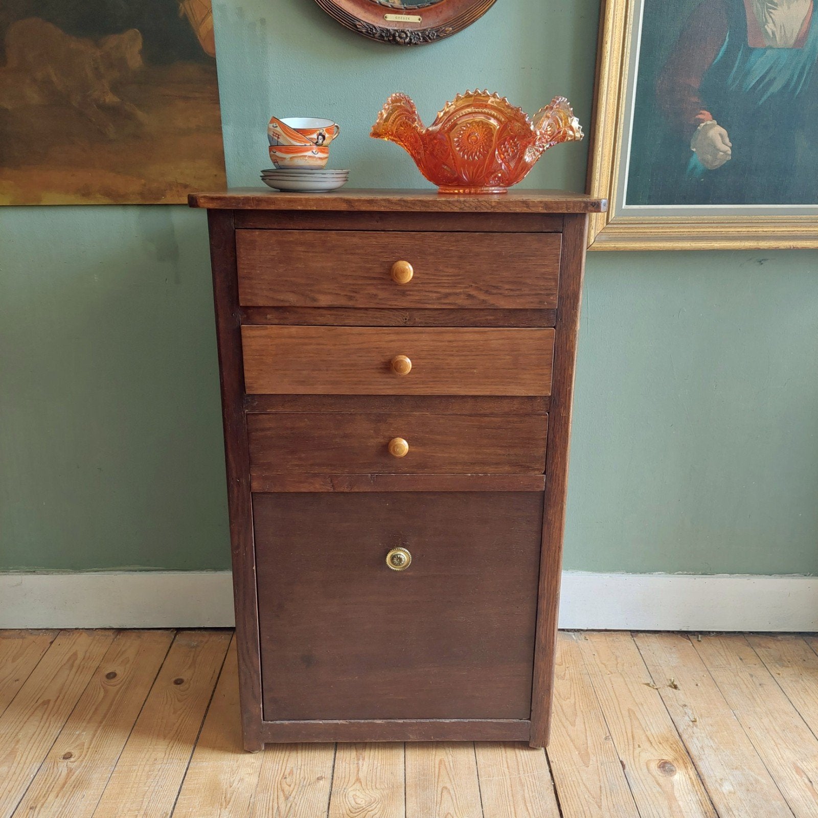 Lucky Vintage antiek Frans kastje ladekastje, Ophalen, Gebruikt, ., Eikenhout