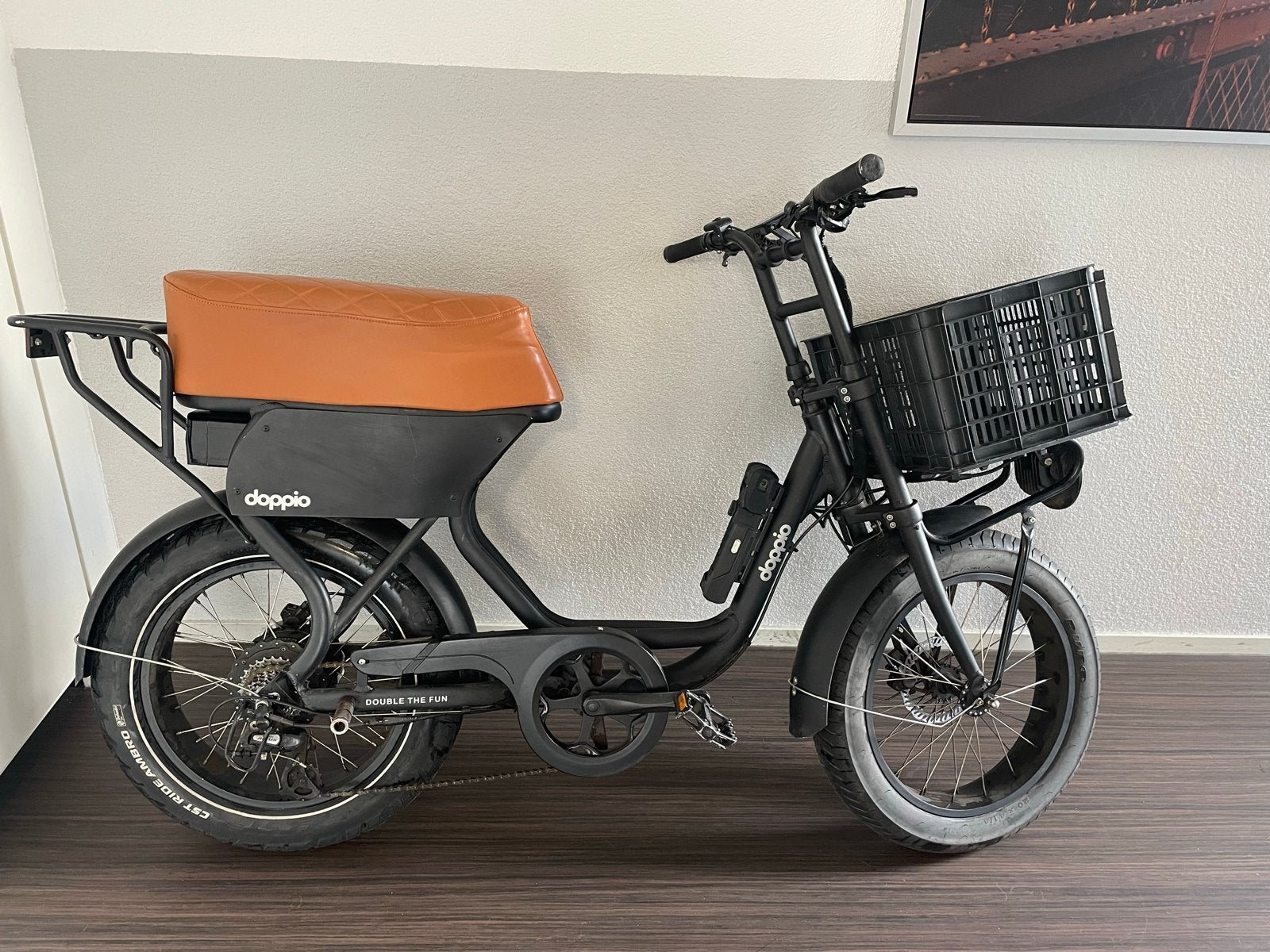 Doppio E-bike met mand, langeafstand accu en slot, Ophalen, 50 km per accu of meer