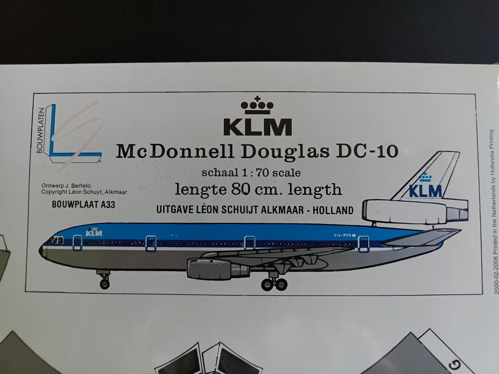 KLM McDonnell Douglas DC-10 Bouwplaat, Hobby en Vrije tijd, Ophalen of Verzenden, Nieuw, Vliegtuig