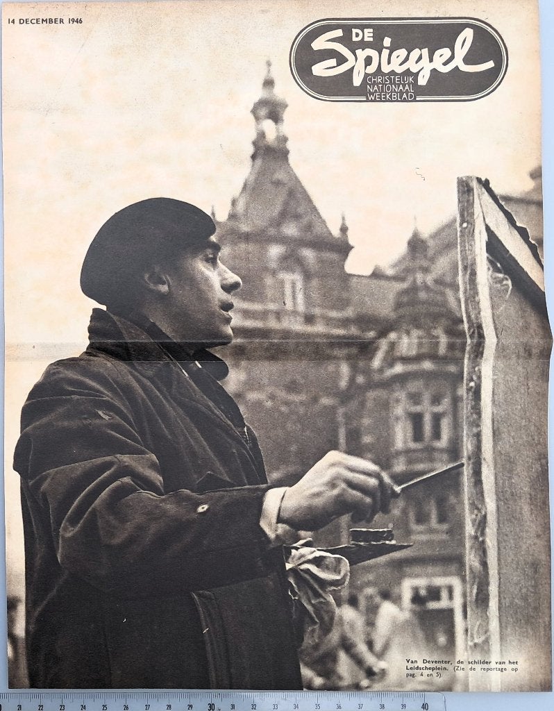 Amsterdam1946, van Deventer, de schilder v. h. Leidscheplein, Verzenden, 1940 tot 1960, Gebruikt, Overige onderwerpen