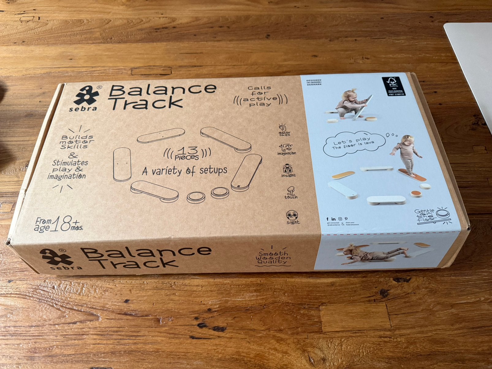 Sebra Balance Track – 13-delige houten balansbaan NIEUW, Ophalen of Verzenden, Nieuw, Bouwen