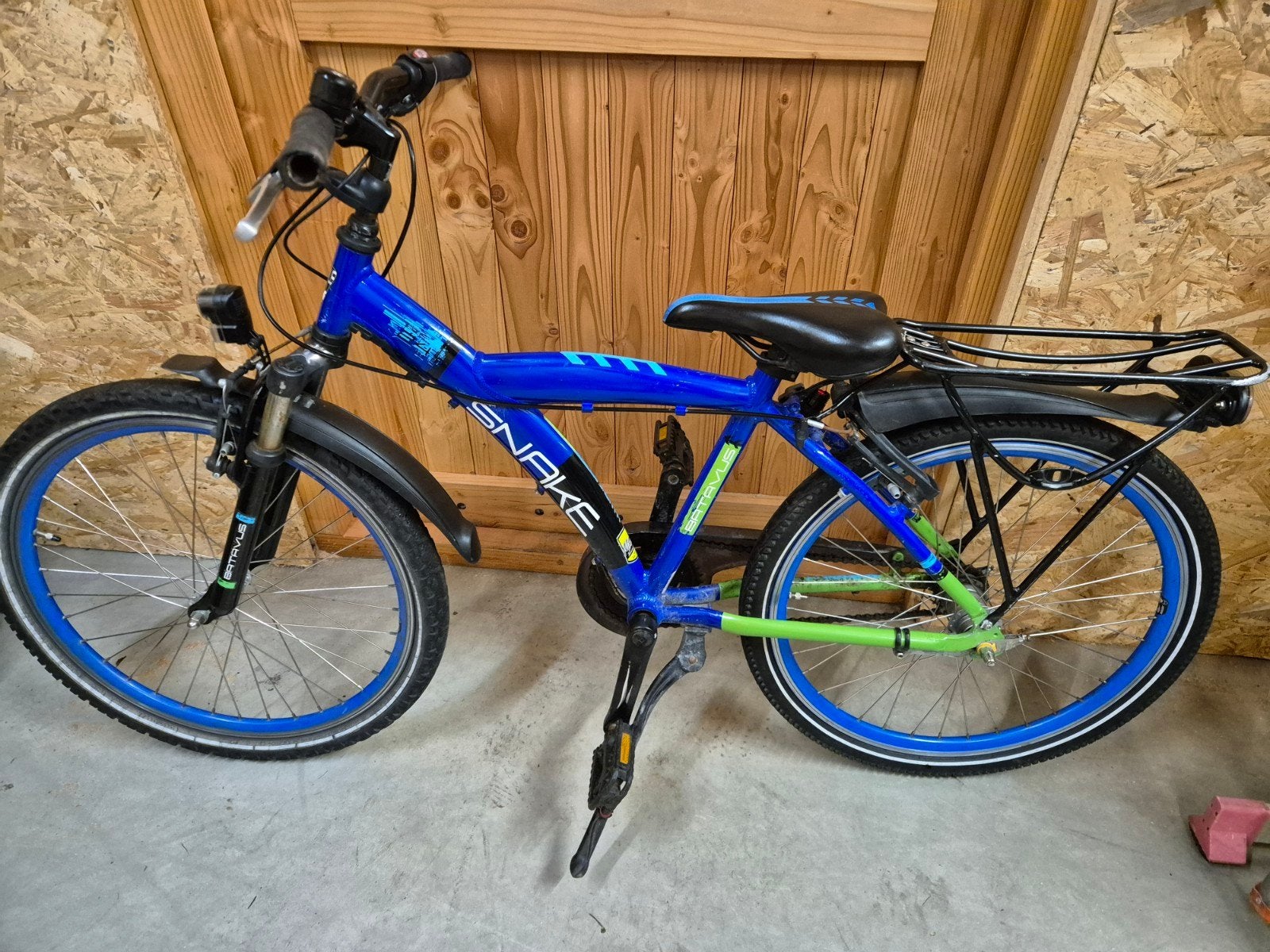 Batavus Snake kinderfiets - Blauw/Groen, Ophalen, Terugtraprem, Batavus Snake, Handrem