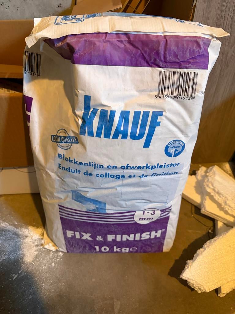 Knauf Blokkenlijm en Afwerkpleister 10 kg, Ophalen, Nieuw, Overige materialen, Overige typen