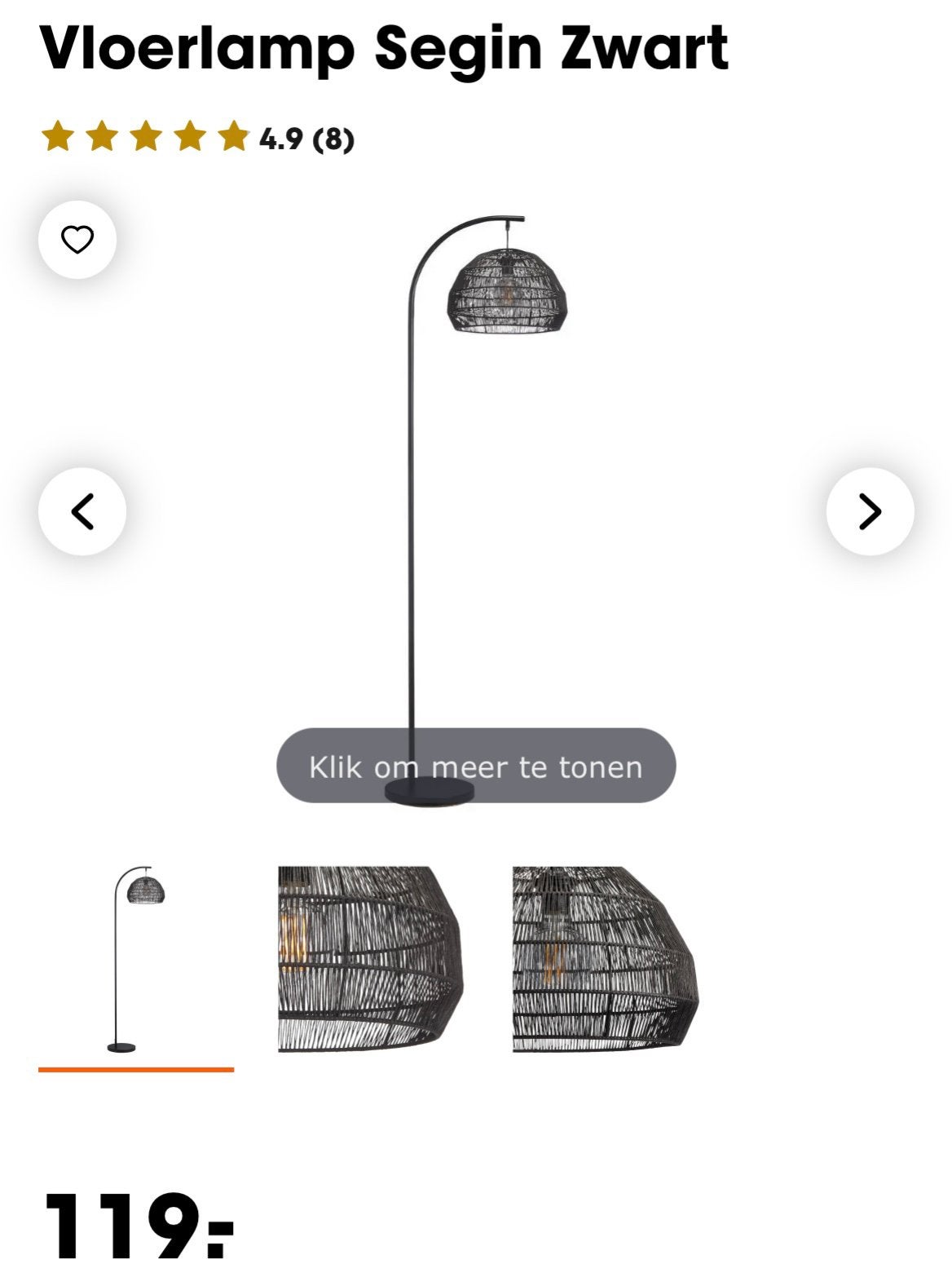 Vloerlamp, Ophalen, E27 (groot), Zo goed als nieuw, Metaal