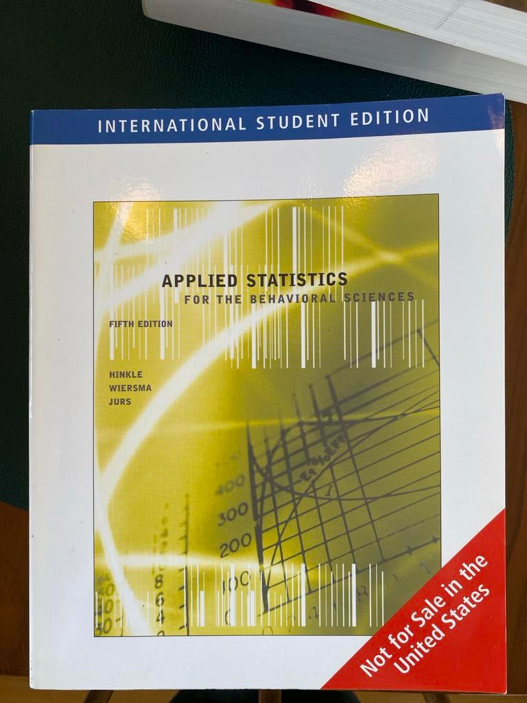 Applied Statistics for the Behavioral Sciences - 5e, Boeken, Ophalen of Verzenden, Gamma, Zo goed als nieuw, HBO