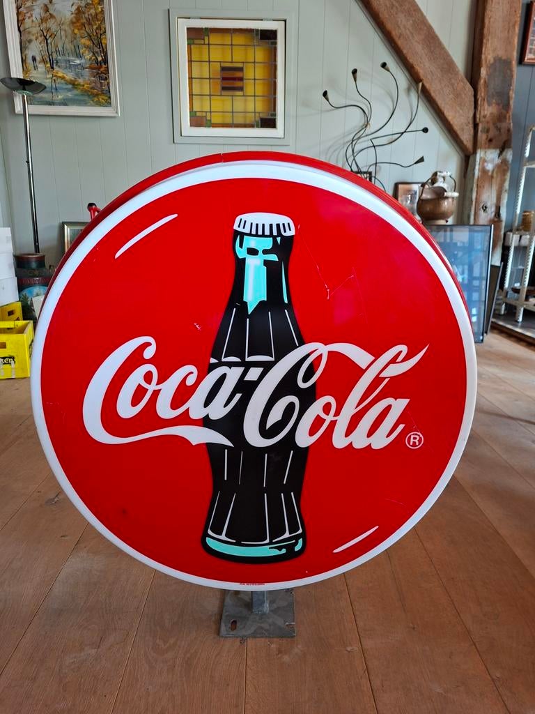 Coca-Cola Reclamebord - Lichtbak - Diameter 75 cm, Ophalen