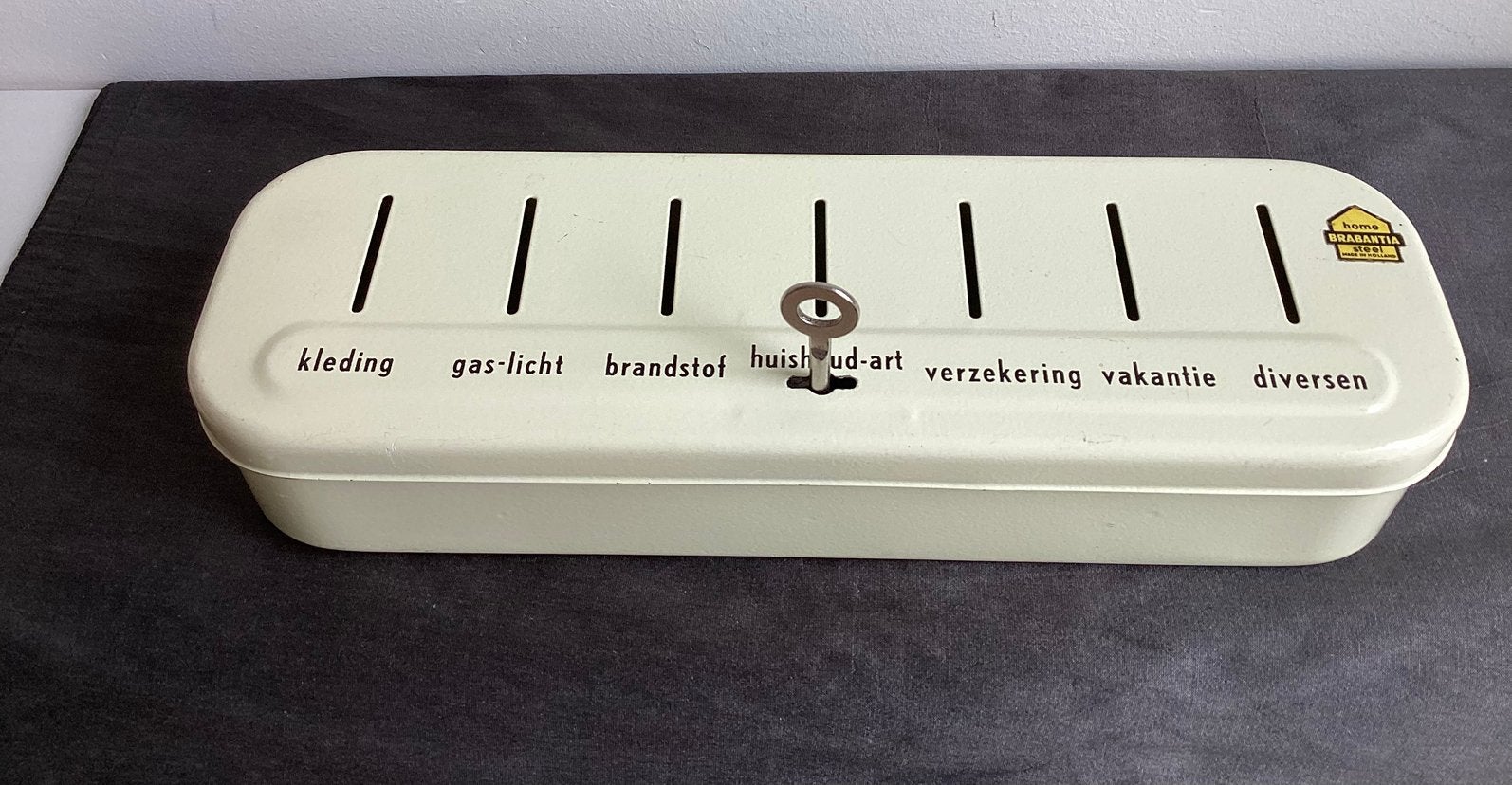 BRABANTIA vintage huishoud gelddoos / spaardoos, Ophalen of Verzenden, Gebruikt, Metaal of Blik, Overige thema's