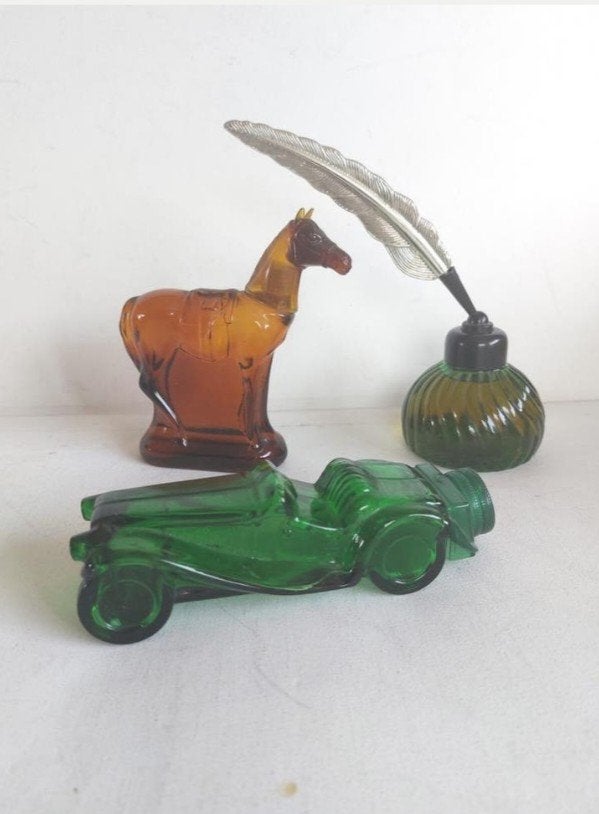 Vintage 3 Avon Aftershave Flessen: Paard, Auto & Inktpot, Ophalen of Verzenden, Gebruikt