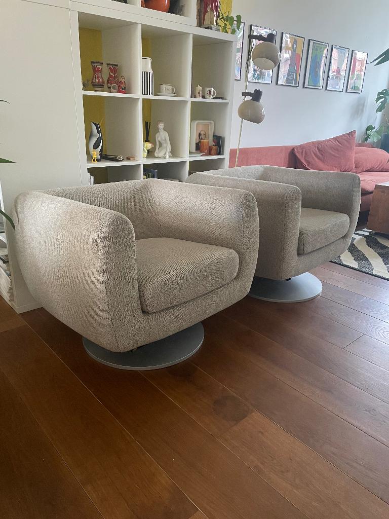 2 stoelen, kuipstoelen draaipoot merk Gelderland, Huis en Inrichting, Stoelen, Ophalen, Gebruikt, Twee, Stof