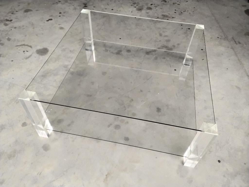Exclusieve glazen Raventos salontafel, Huis en Inrichting, Tafels | Salontafels, Gebruikt, Minder dan 50 cm, 50 tot 100 cm, 100 tot 150 cm