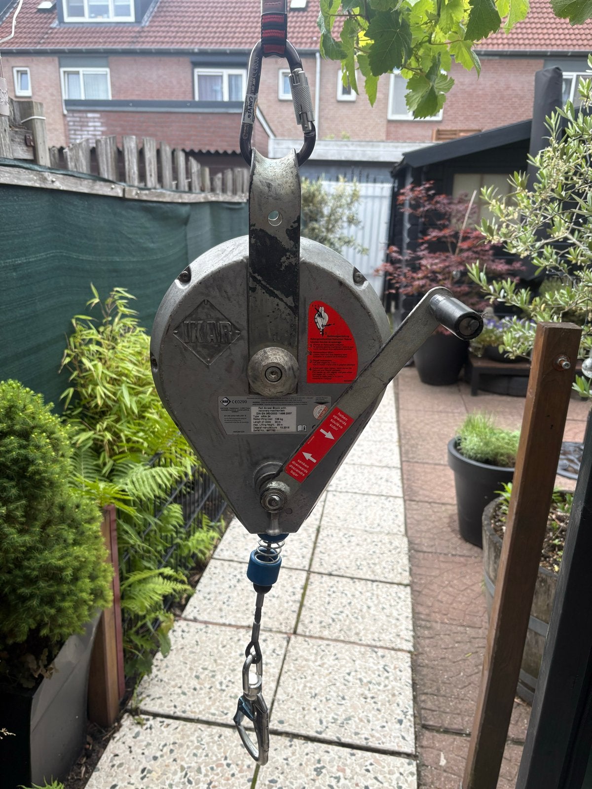 Ikar HRA 24 Valbeveiliging met rescue mechanisme, 24m Kabel, Ophalen of Verzenden, Gebruikt, Klimsport-accessoire