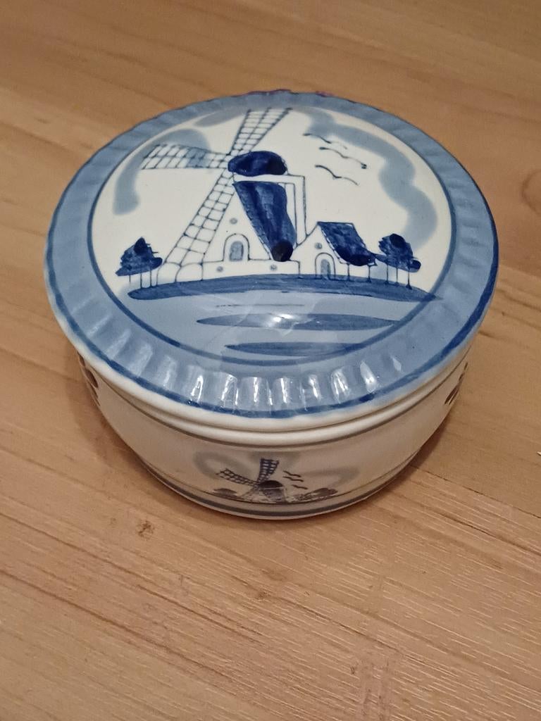 Delfts Blauw Doosje met Molen Decoratie, Ophalen of Verzenden