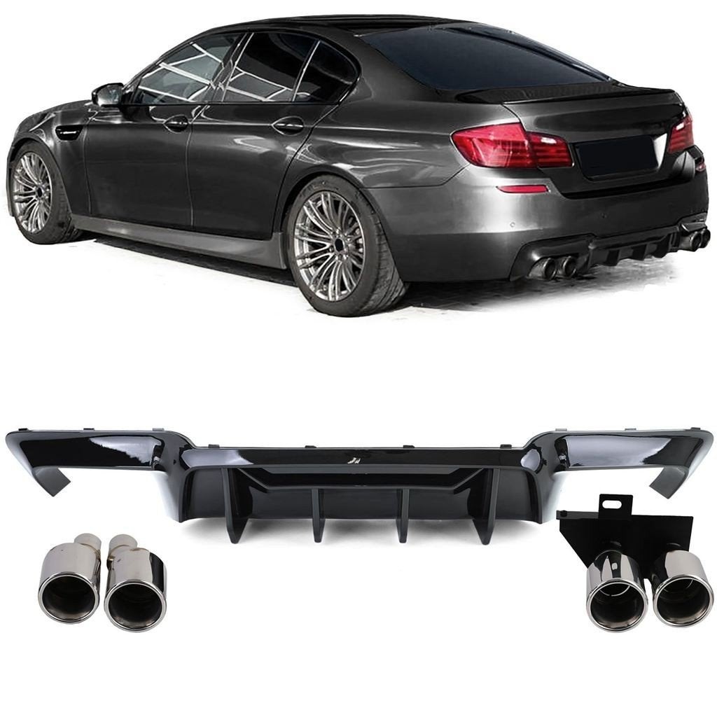Diffuser Glans Zwart Chrome Sierstuk Voor Bmw 5 Serie F10 F1, Auto diversen, Verzenden, Automotive Parts, A.parts@hotmail.nl, Trasmolenlaan 12 3447 GZ Woerden