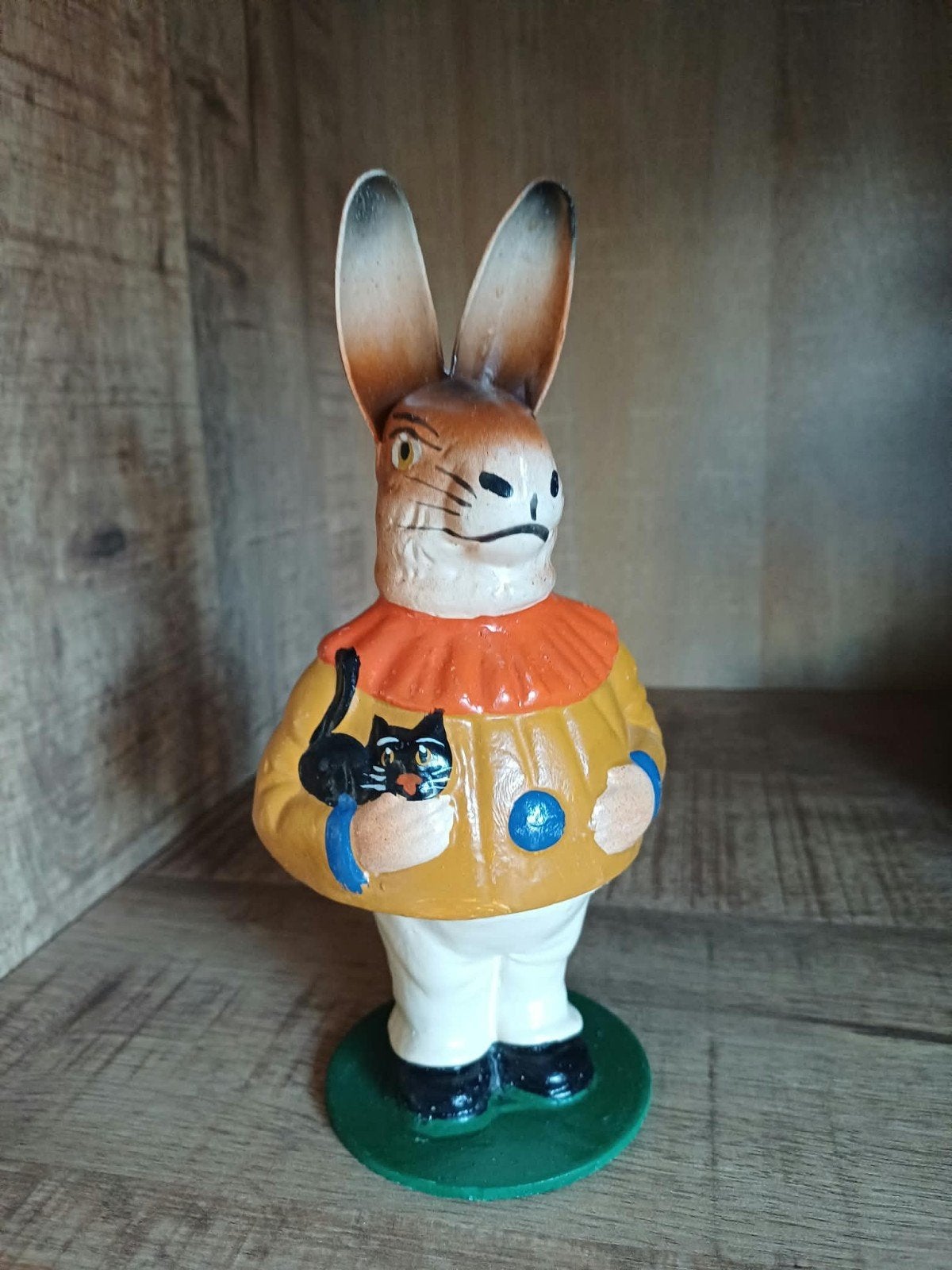Vintage Konijn met Kat Candy container - 20 cm hoog, Ophalen