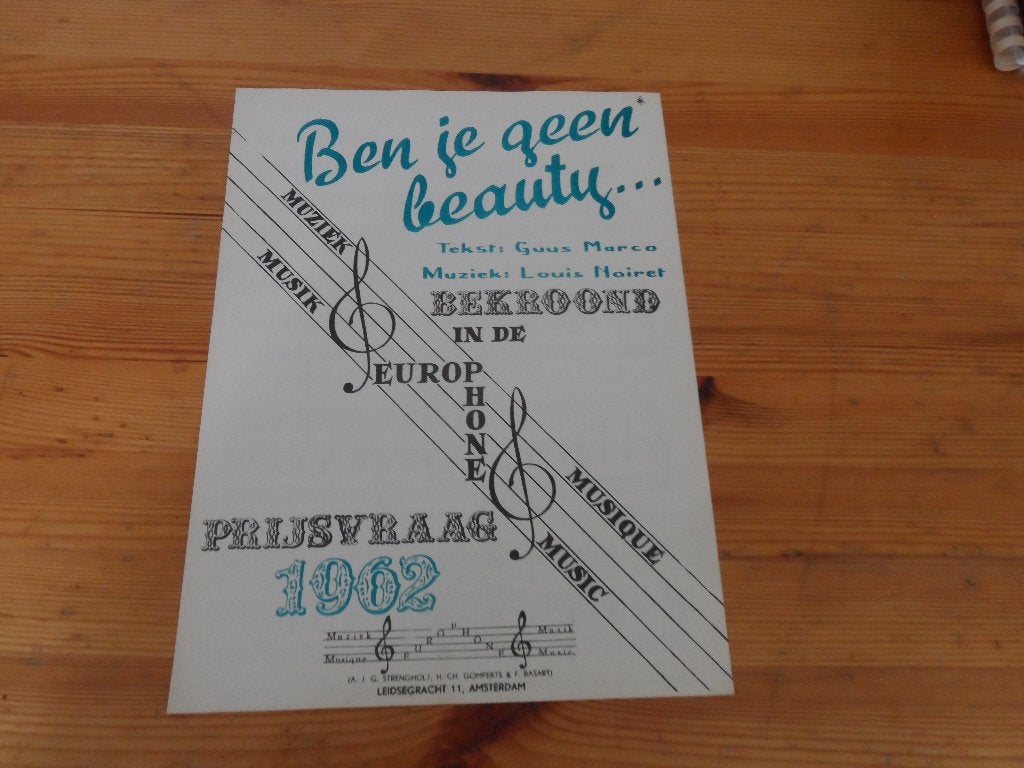 Ben je geen beauty - louis noiret / guus marco, Gitaar, Ophalen of Verzenden, Zo goed als nieuw, Artiest of Componist