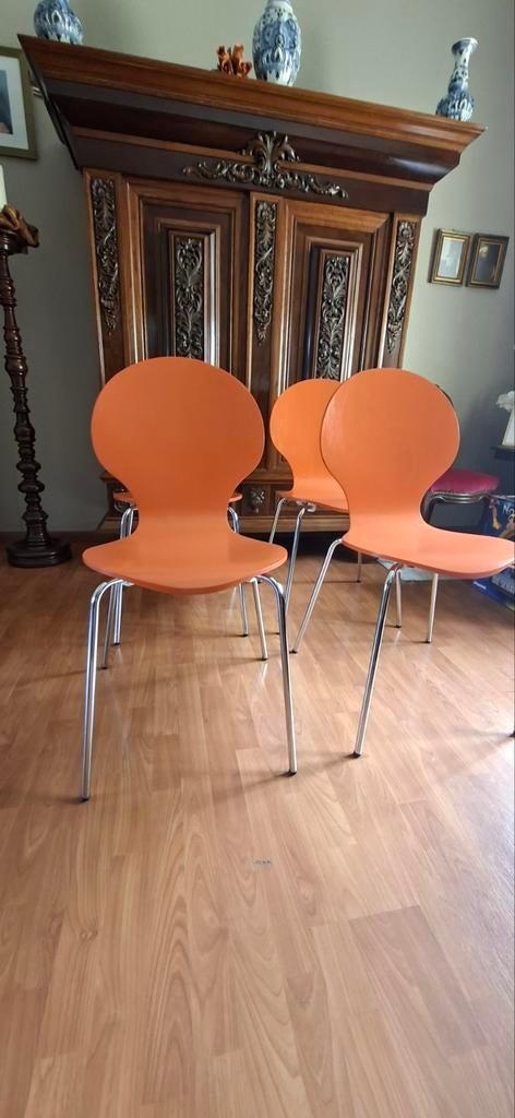 Set van 4 retro stoelen, Huis en Inrichting, Stoelen, Ophalen of Verzenden, Hout