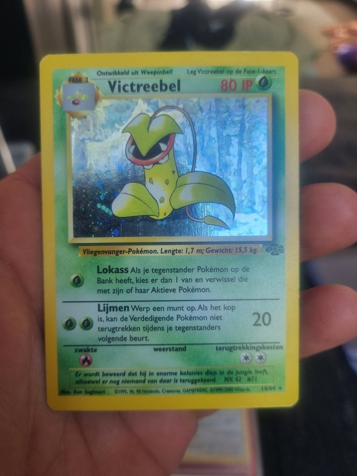 Victreebel 14/64 jungle nederlands , holo rare * € 35, Ophalen of Verzenden, Zo goed als nieuw, Losse kaart, Foil
