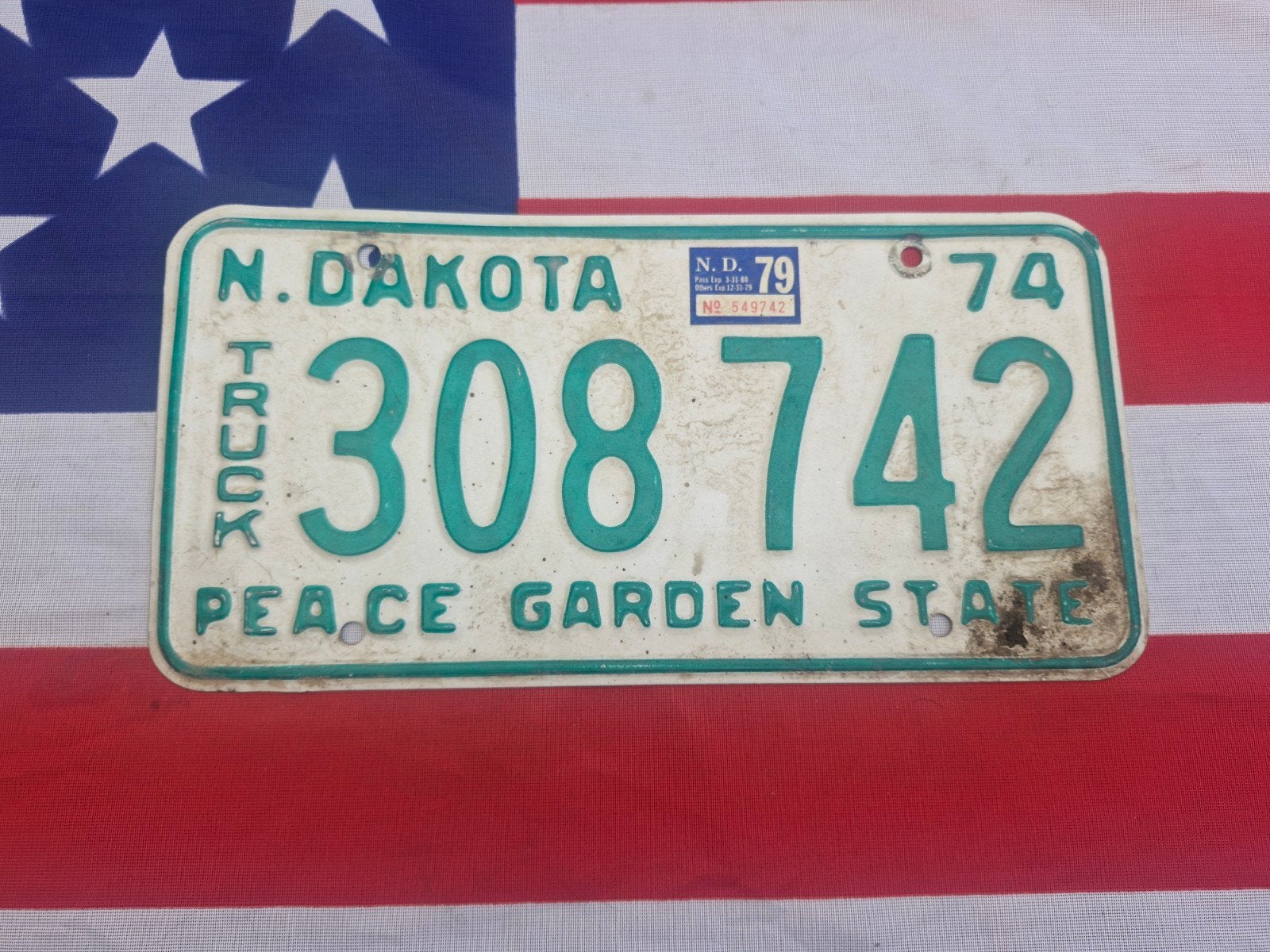 Kentekenplaat North Dakota USA Nummerbord Nummerplaat Licens, Verzenden, Gebruikt, Auto's