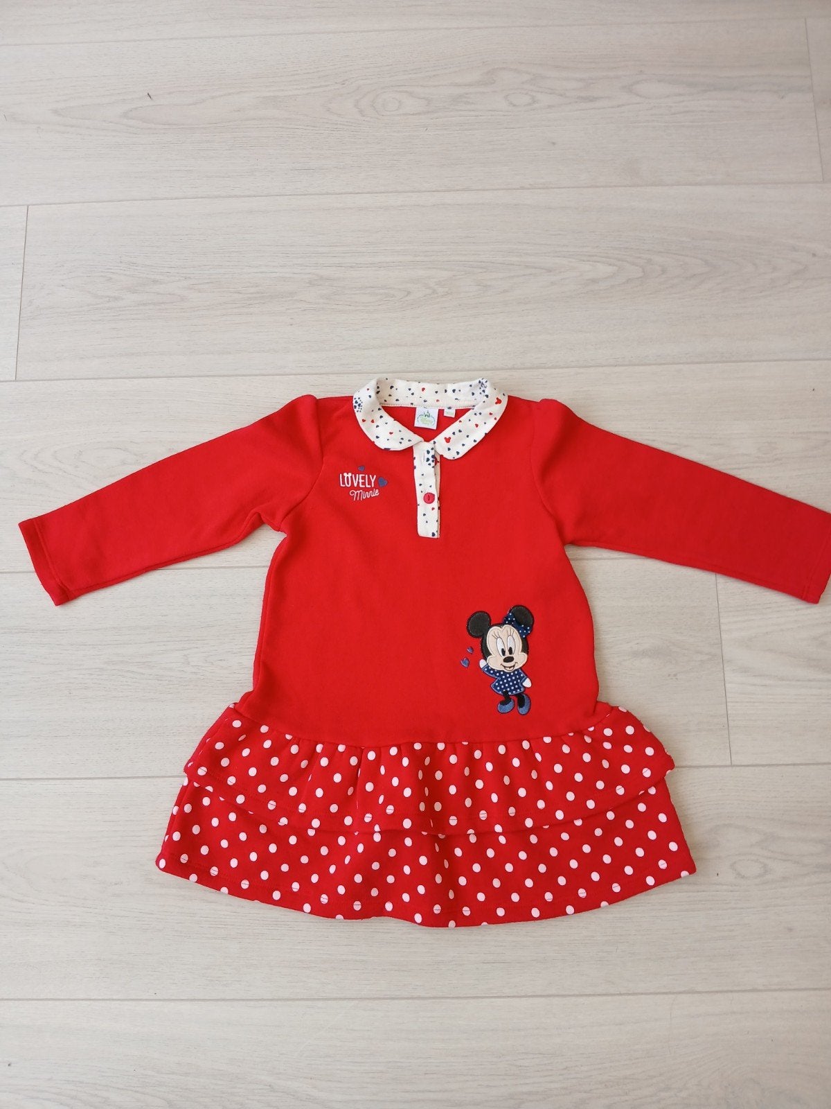 Mickey Mouse rode jurk maat 36 mnd, Ophalen of Verzenden, Zo goed als nieuw, Disney Baby, Meisje