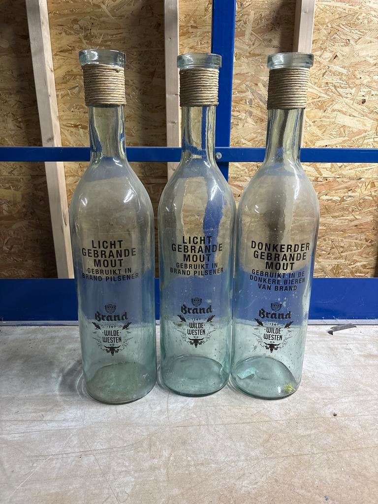 Decoratieve glazen Brand flessen 75cm, Ophalen, Gebruikt, Overige kleuren, Glas