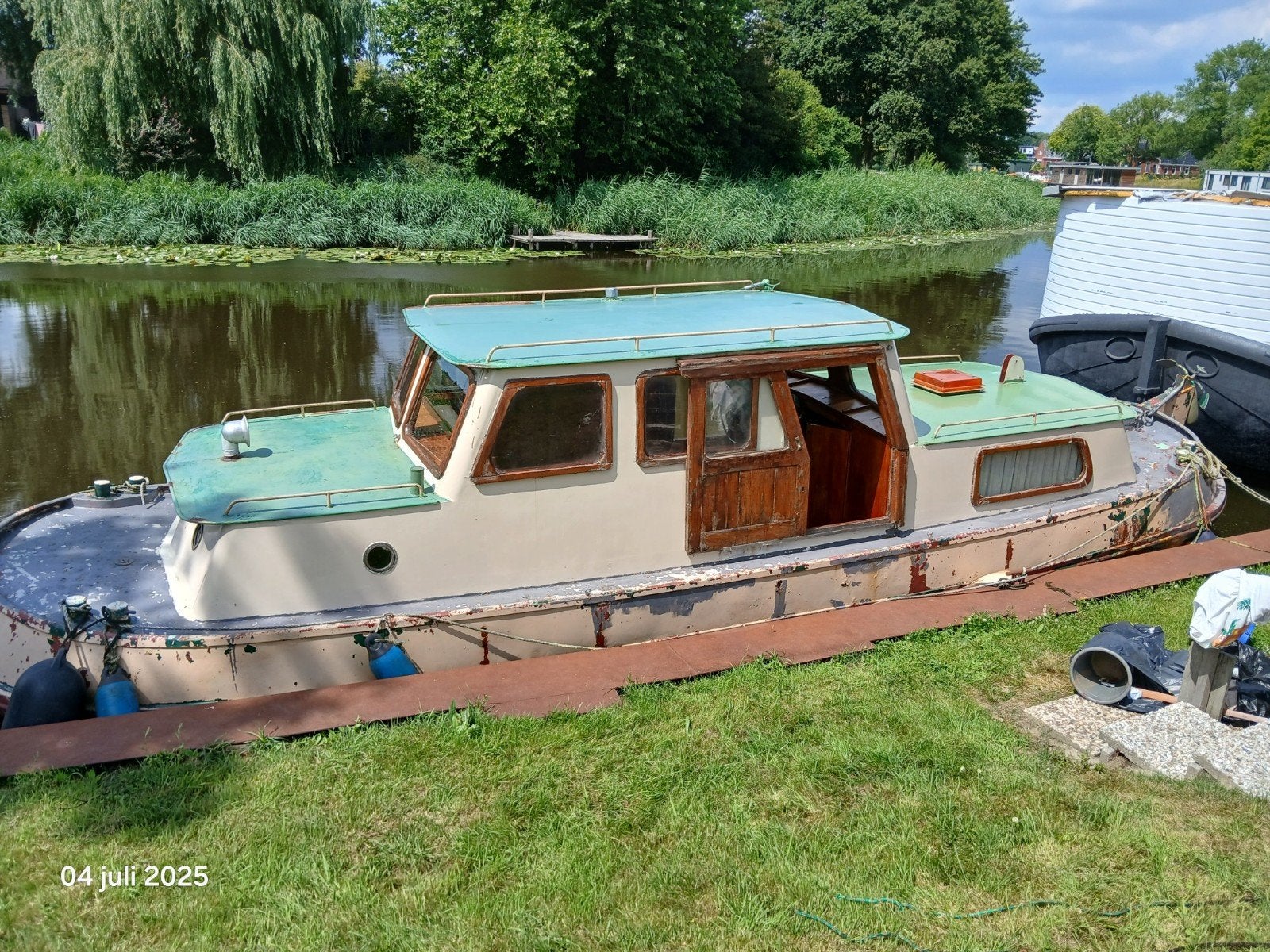 Tjalk 9.5x2.5, Watersport en Boten, Platbodems, 10 m, Gebruikt, Staal, Binnenboordmotor