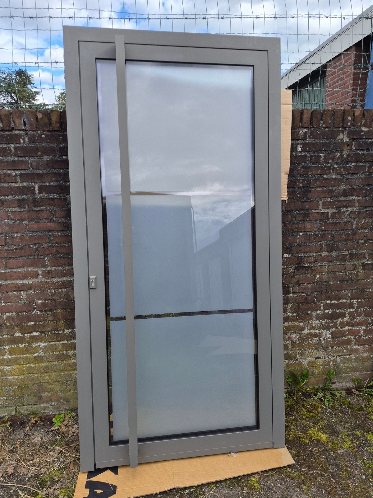 Mooie aluminium Schüco voordeur met lichte transportschade!, Gebruikt, Buitendeur, Metaal, 200 tot 215 cm