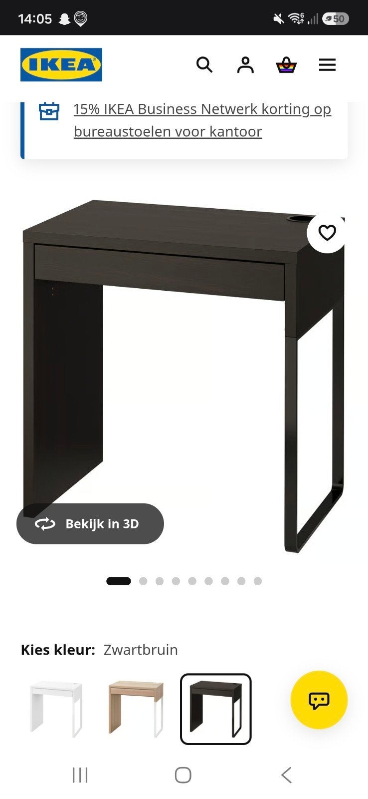 IKEA Micke Bureau Zwartbruin met Lade, Ophalen, Zwart, Gebruikt, Spaanplaat of MDF