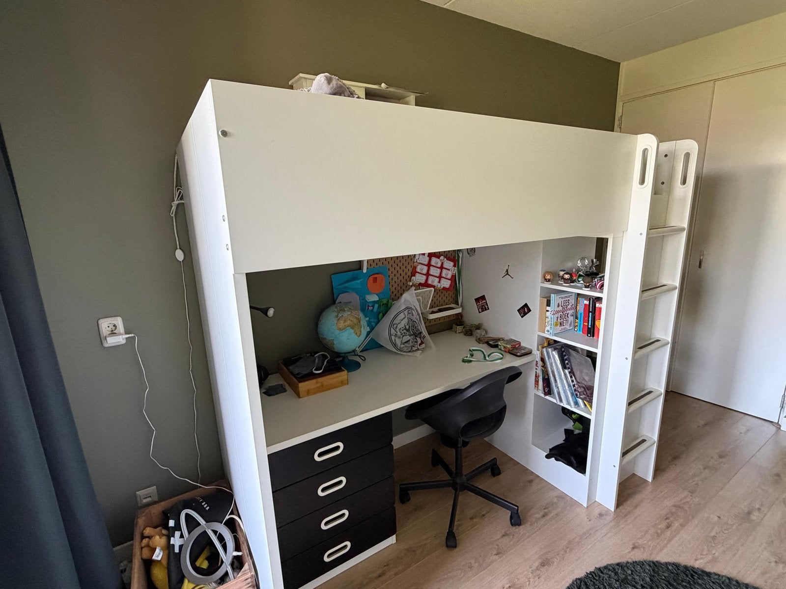Smastad Hoogslaper met bureau en opbergruimte, Ophalen, Gebruikt, Eenpersoons, 200 cm