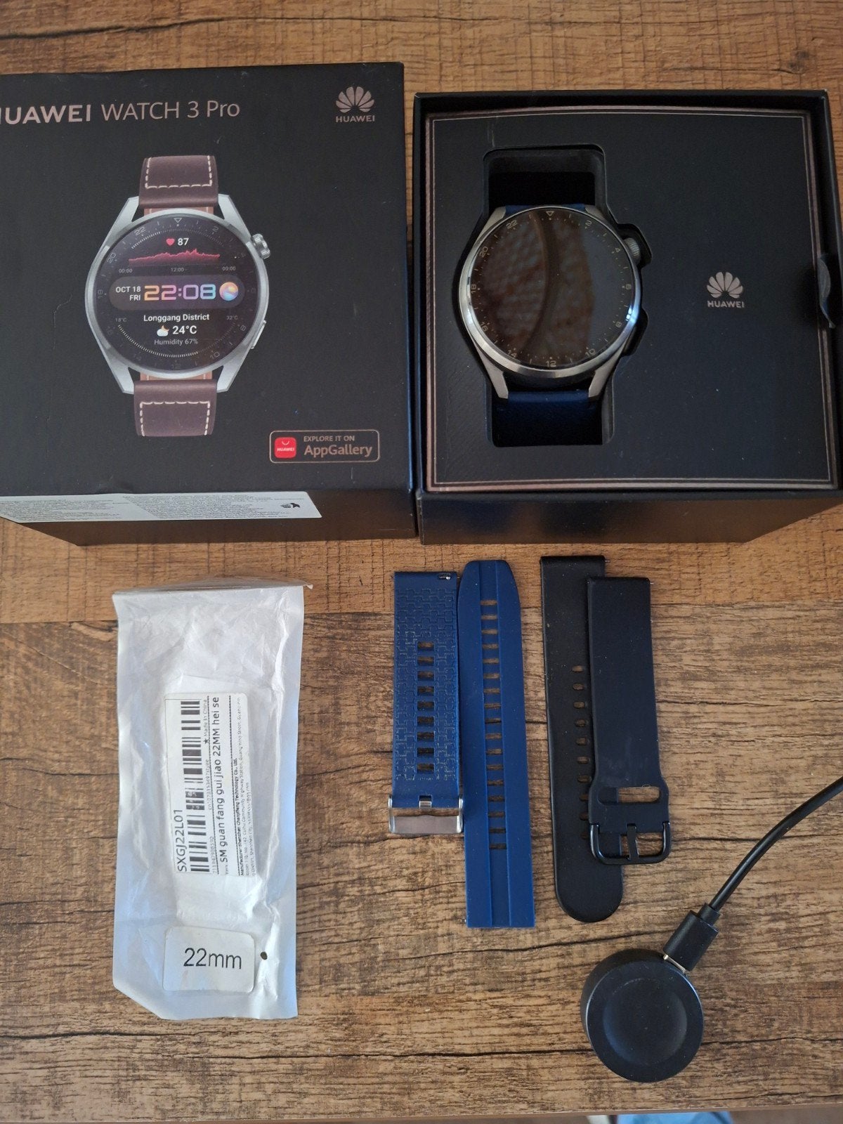 Huawei Watch 3 Pro - Draaiknop defect, incl. extra bandjes, Ophalen, Gebruikt, Blauw, Huawei