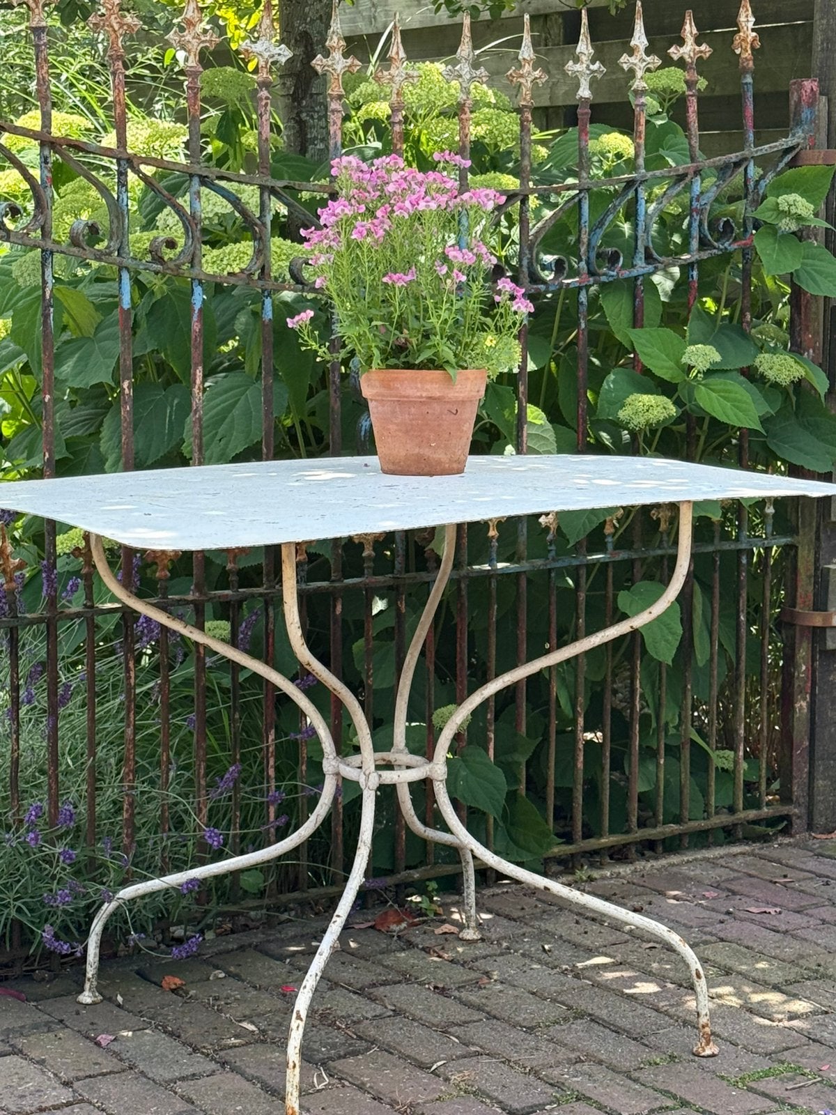 Oude Franse Tuintafel OPTIE, Ophalen, Gebruikt, Rechthoekig, Metaal