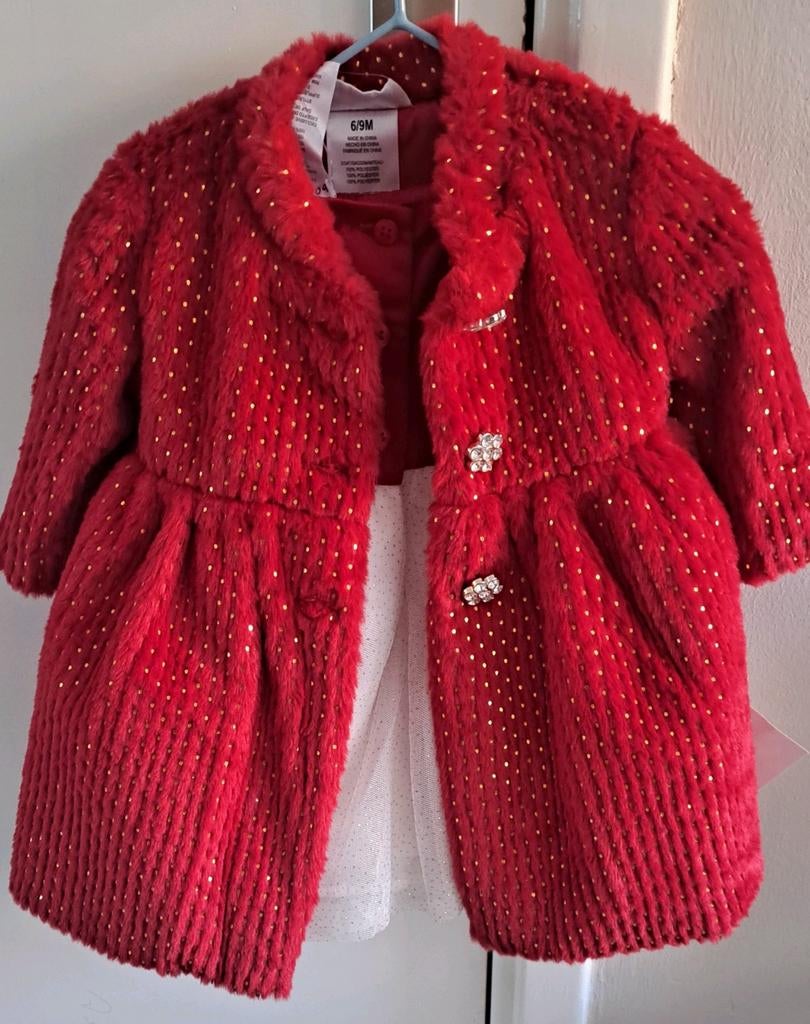 Schattig 2-delig setje jurk met jasje rood-wit mt 68/74NIEUW, Meisje, Nieuw, Ophalen of Verzenden, Setje